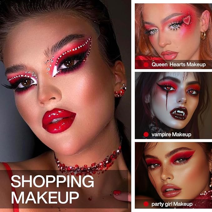 DE'LANCI Single Matte Red Eyeshadow, True Highly Pigmented Longwear Red Eye Makeup, Goth Eyeshadow Palette Face Body Paint for Women Halloween Cosplay SFX Clown Makeup #05
