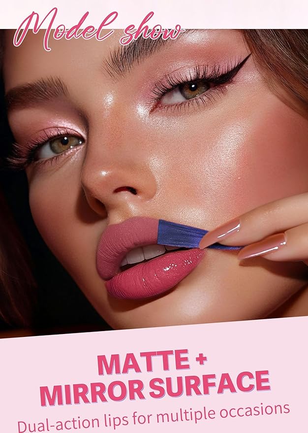Double-Ended Peel-Off Lip Liner & Gloss Tint – Long-Lasting Hydrating Lip Color, Smudge-Proof & Kiss-Proof Gloss Duo for Plump Shiny Lips (01 Pink Mirage)