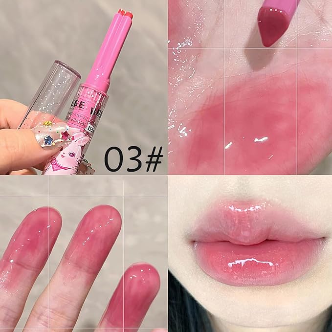LuckNest 3 Colors Jelly Lipstick Gift Set, Tinted Heart Shape Lip Stain Lip Gloss, Mirror Hydrating Jelly Love Lipstick, Moisturizing Tinted Lip Balm, Vivid Color Glossy Lip Makeup for Girls (A)