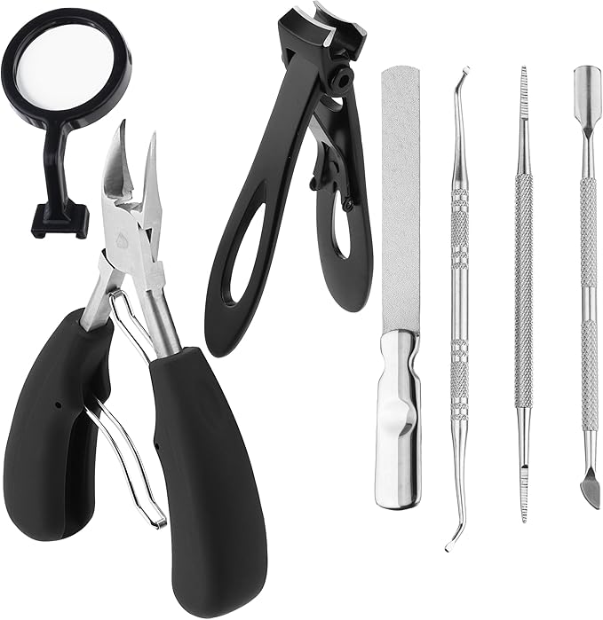 Navaris Thick Nail Clipper Set for Ingrown Nail - Precise Large Heavy Duty Nail Cutters for Ingrowing Thick Toe Nails - Ingrowing Toenail Tools & Clippers Kit - with Storage Bag