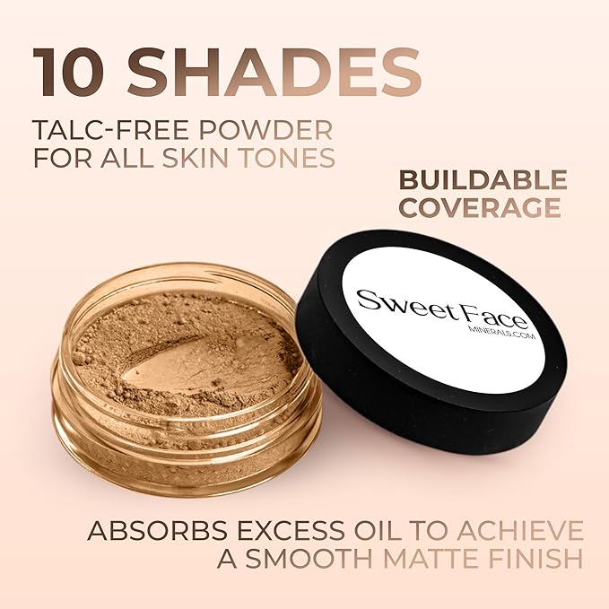 DEEP TAN FOUNDATION (30g Full Size Sifter Jar) – Matte Mineral Makeup – Buildable Loose Powder Foundation for a Smooth Natural Finish – Sweet Face Minerals, SPF 30