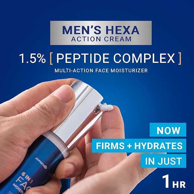 6 in 1 Face Cream for Men: Anti-Aging Mens Moisturizer - Firming Peptide & Hyaluronic Acid & Squalane - Wrinkles Cream Eye Bag Treatment for Men