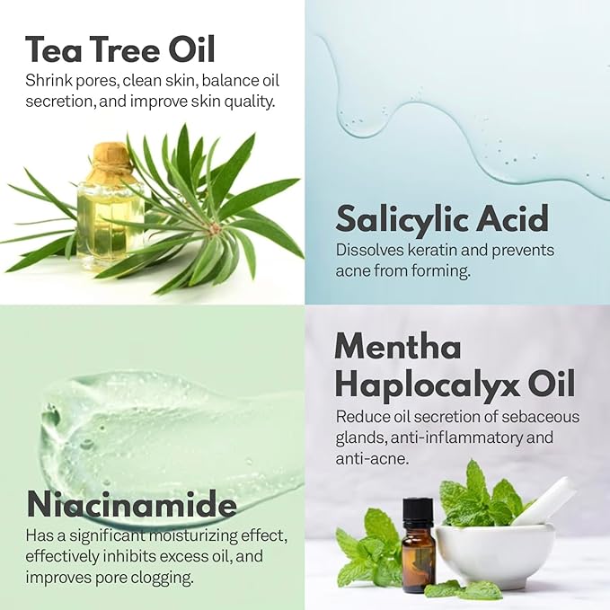 Back Acne Spray, Body Acne Treatment with Salicylic Acid, Tea Tree Oil & Niacinamide, 4 oz