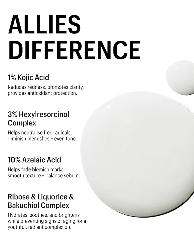 Allies of Skin Azelaic & Kojic Clarifying Face Serum | Clinically Proven for Acne & Blemish Prone Skin |10% Azelaic Acid Treats Pigmentation and Redness | Targets Pores & Uneven Skin Texture (1 Fl oz)