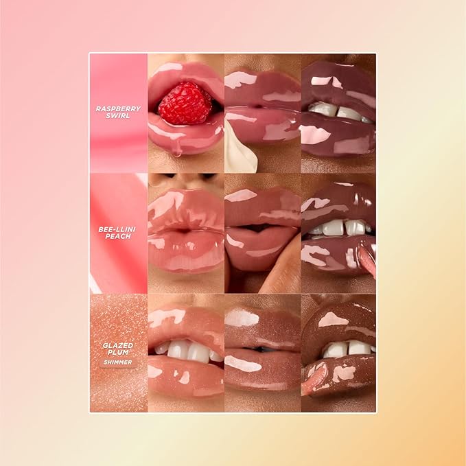 Gisou Honey Infused Hydrating Lip Oil, Nourishing Lip Moisturizer for Dry Lips (Glazed Plum)