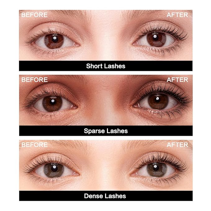 CARSLAN Light-Lengthening Mascara, Lengthening & Curling, Smudge Proof & Flake Resistant with Date-shaped Brush for Clump-Free Definition, Quick-Dry, Washable, Long Lasting Volume