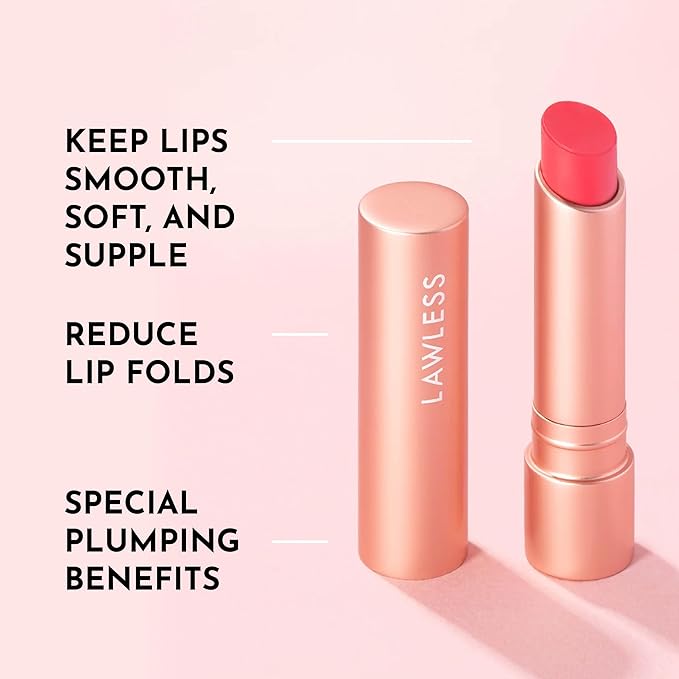 LAWLESS Women's Forget the Filler Lip Plumping Line Smoothing Tinted Balm, Juicy Watermelon, Pink, 0.1 Ounce / 2.9 ml
