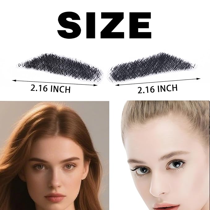 Fake Eyebrows, False EyeBrows 100% Handmade Full Lace Re-Usable Natural Invisible Realistic False Eyebrow Extensions for Man and Women, One Pair (Style 3)