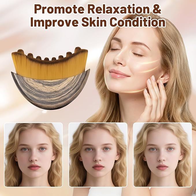 Lymphatic Contour Face Brush, Lymphatic Drainage Massager - Anti-Puffiness, Detox & Lift, Ergonomically Designed to Fit The Skin Precisely, Soft Bristles Care for The Skins, Relieve Fatigue