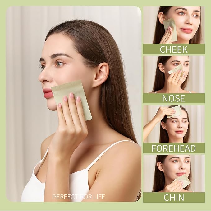 Teenitor Oil Blotting Sheets for Face, 100 Sheets Green Tea Oil Absorbing Tissues Paper, Large 10cmx7cm Oil Blotters