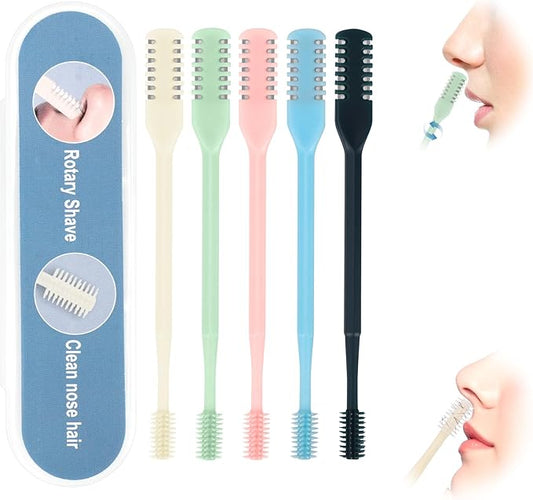 5PCS 2-in-1 Nasal Hair Cutter, Upgrade Manual Double Sided Nose Hair Trimmer Cutter for Women and Men 360°Rotating Nose Hair Remover Grooming Tool knife Razor Portable Nostril hair kit (Colorful)