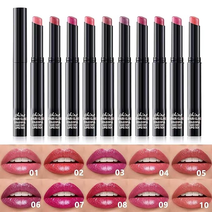 Nude Brown Lipstick For Women Matte Nude Glitter Highly Pigmented Moisturizing Lip stick Hypoallergenic Waterproof Long Lasting Lipsticks Quick Makeup Lightweight Portable # 10