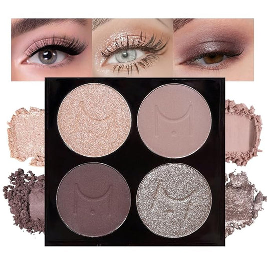 Eye Shadow Palette, Champagne Rose Pink Dark Brown Bronze Gold Eyeshadow Makeup, Vibrant Color Array Eyeshadow Palette, Matte & Shimmer Finishes, Long Lasting Waterproof, Incl. Built-In Mirror.