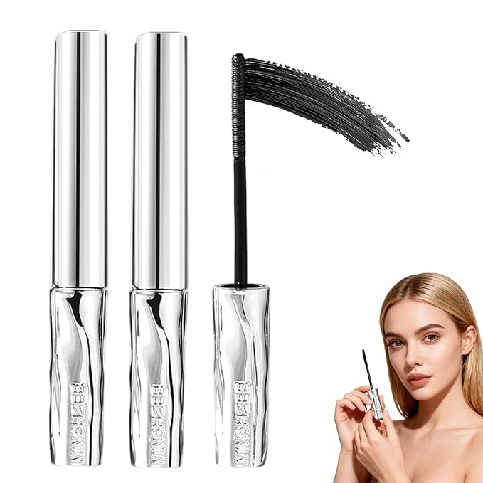 Iron Wand Mascara, 2025 Upgraded Waterproof Metal Wand Mascara Tubing,Long-Lasting 3D Curling Eyelash Iron Mascaras for Women with Thinning Lashes,Smudge Proof & No Flaking(Black-2PCS)