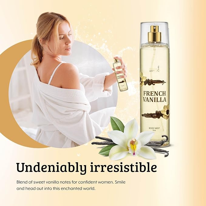 Body Spray For Women, French Vanilla spray Fragrance Body Mist, Unisex rich, comforting, & sweet aroma, 8 oz Fine Fragrance