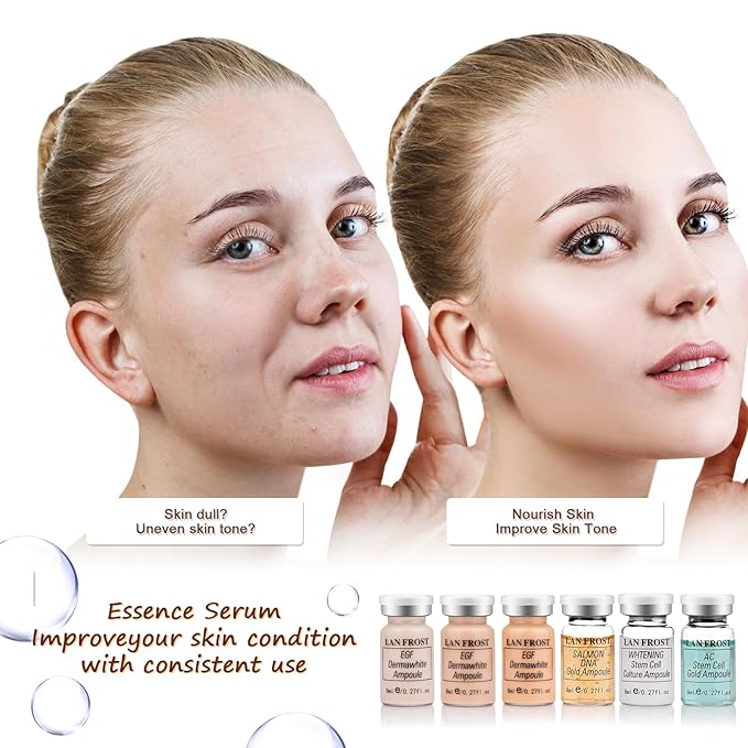 BB Shine Glow Starter Kit Serum Foundation Skincare Mix Set Hyaluronic Acid Serum Ampoules and Essence Foundation, 0.27oz 6 Vial Glow Pigment Skincare Kit