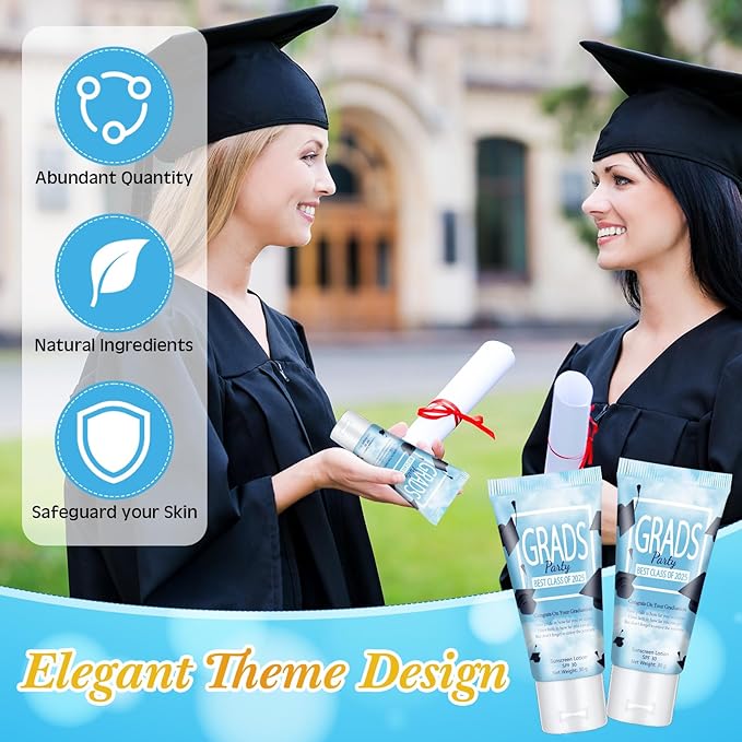 24 Pcs Mini Sunscreen Bulk for Summer Wedding Party Spf 30 Water Resistant Sunscreen Lotion Bulk 1oz Travel Size for Thank You Gifts Wedding Party Supplies (White Cream,Graduation)