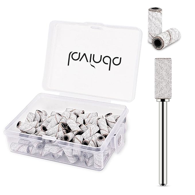 Lavinda Small Sanding Bands Nail Drill Bit, 80 Piece Extra Fine Sanding Bands for Nail Drill with 3.1mm Mandrel Bit for Acrylic Nails Gel Removing Shaping Polishing Nail Salon Use (240 Grit, Zebra)