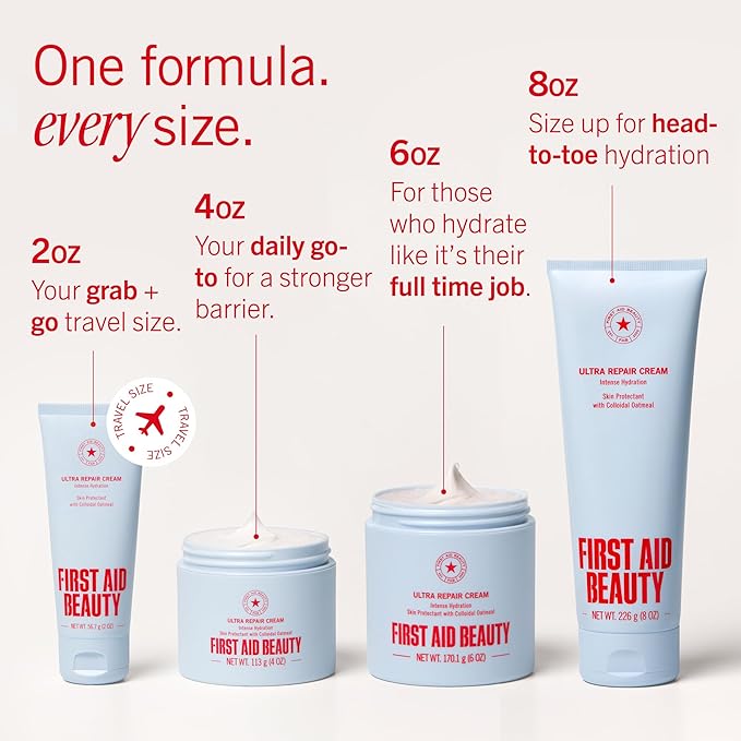 First Aid Beauty - Ultra Repair Cream - Intense Hydration Face & Body Moisturizer - Whipped Colloidal Oatmeal Clinically Proven to Strengthen Skin Barrier in 7 Days - Helps Relieve Eczema, 4 oz
