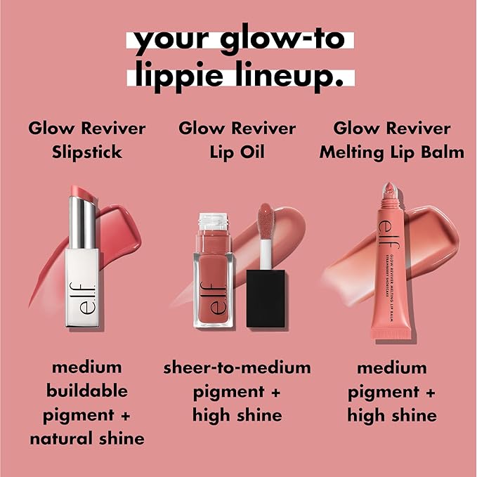e.l.f. Glow Reviver Slipstick, Tinted Lip Oil Stick, Non-Sticky & Hydrating For A Soft-Shine Finish, Vegan & Cruelty-Free, Cherry on Top