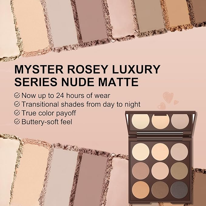 Neutral Eyeshadow Palette, Nude Eyeshadow Palette, Matte Eye Shadow Makeup Palette with Mirror, Long-Lasting Wear, Vegan, Cruelty-Free - 0.5oz