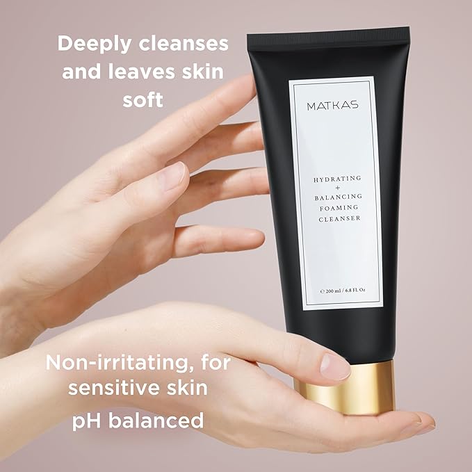MATKAS Korean Facial Cleanser with Cocoa Seed Extract 6.8 Fl. Oz. - Low pH Hydrating Korean Skin Care Foaming Face Wash for Dry Skin, Face Makeup Remover Cleanser for Sensitive, Oily Skin + Ceramides