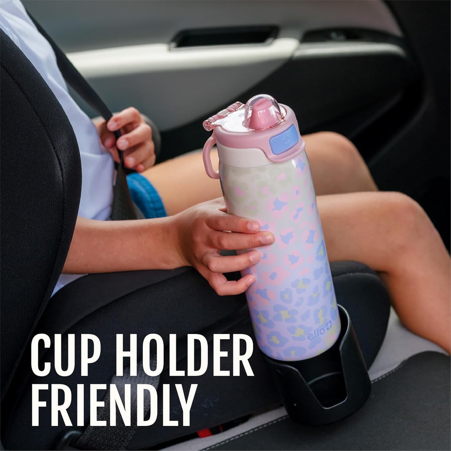 Pop & Fill 18Oz Stainless Steel Kids Water Bottle with Quick Fill Lid | Vacuum Insulated BPA Free Bottle with Leak Proof Straw and Chug Lid, Dishwasher Safe, Gift for Kids Teens, Cheetah