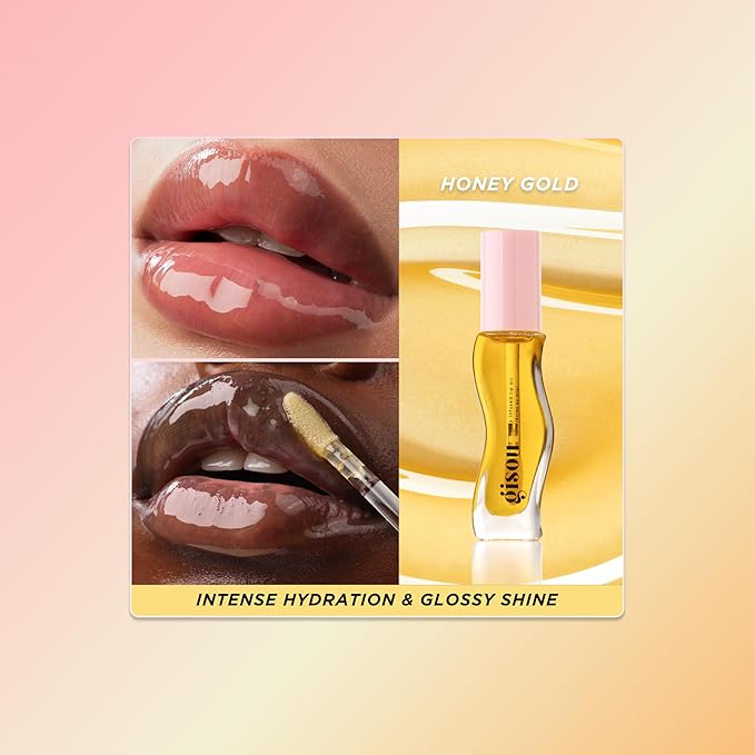 Gisou Honey Infused Hydrating Lip Oil, Nourishing Lip Moisturizer for Dry Lips (Fresh Honey)