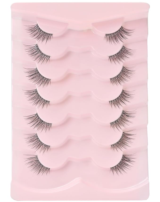 Half Lashes Natural Wispy Corner 3/4 False Eyelashes Clear Band Lashes W02
