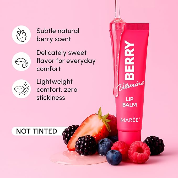 MAREE Lip Balm Hydrating – Lip Moisturizer For Very Dry Lips – Hydrating Lip Butter Balm with Hyaluronic Acid & Collagen – Peptide Lip Treatment Not Tinted – Balsamo Labial Hidratante de Labios