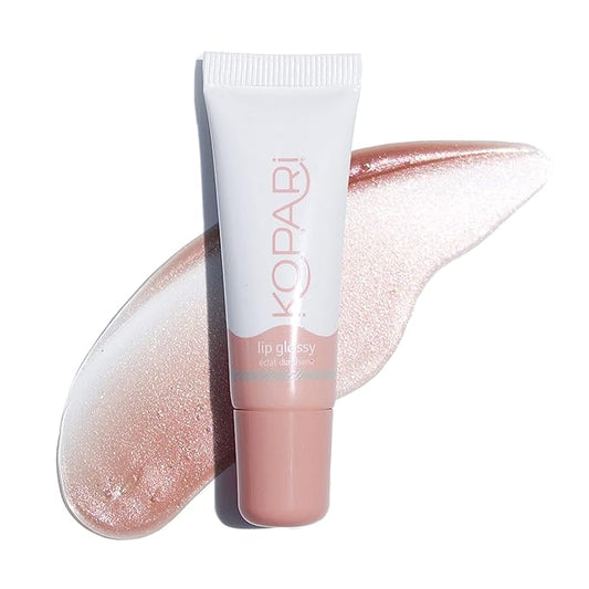 Kopari Coconut Lip Glossy | Nude Tint Birthday Suit | Vegan Hydrating Moisturizing Lip Oil Vitamin E Shea Butter Long Wear High Shine Non Sticky | Clean Plant Based Non Toxic Balm Paraben Free