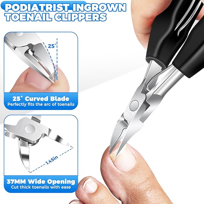 2026 Toenail Clippers for Thick Toenails for Seniors, Large Angled Toe Nail Clippers for Thick Nails for Men, Heavy Duty Professional Ingrown Toenail Clippers Long Handle Nail Clippers with Catcher