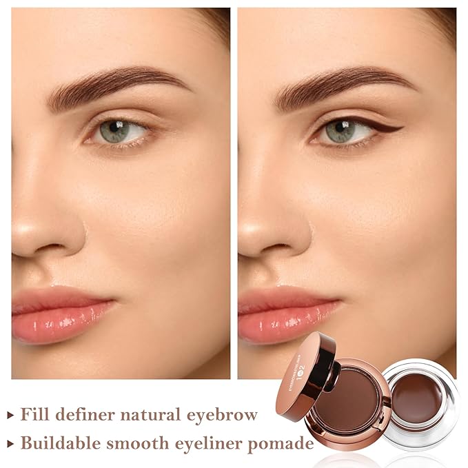 AFGHOUZ Cream Eyebrow Duo Kit, Brow Powder and Eyeliner Gel, Eye Brow Pomade Waterproof Highly Pigmented, Filler Thicker Brows, with Dual Head Brush