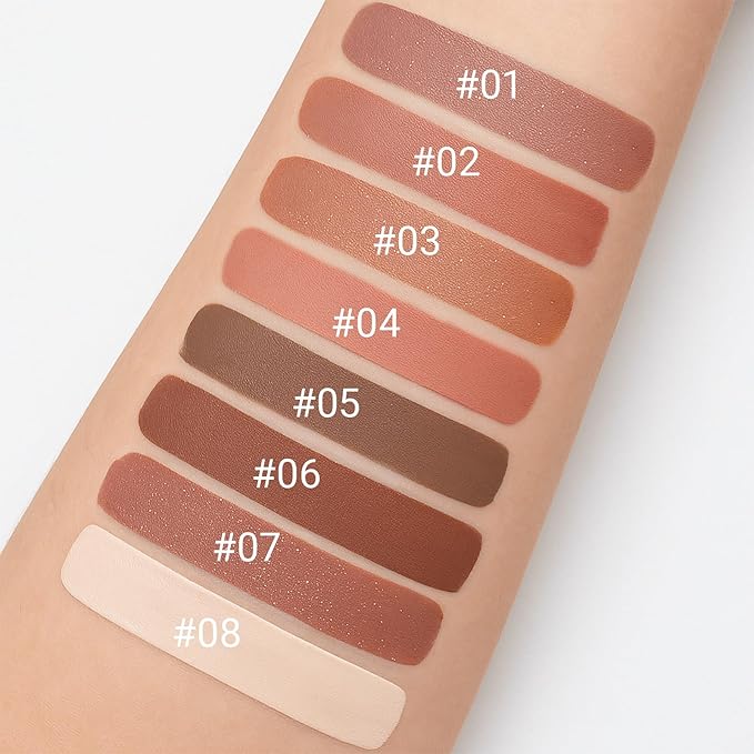 Erinde Liquid Eyeshadow Matte - 8 Colors Liquid Eye Shadow Base Beige, Neutral Naked Buildable Blendable Crease-Proof Cream Eyeshadow, Waterproof Long-Lasting Eye Makeup, Vegan & Cruelty-Free