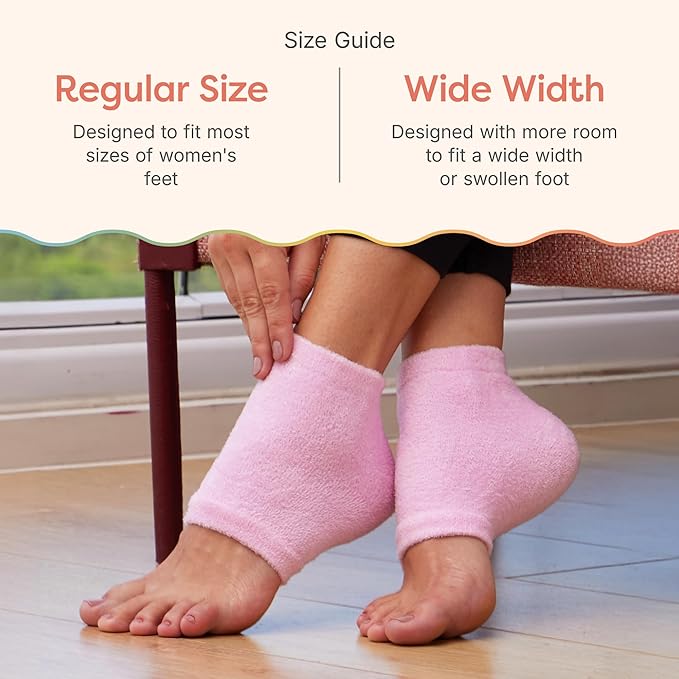 ZenToes Moisturizing Socks for Cracked Heel Treatment, Vitamin E, Olive Oil and Jojoba Oil Infused Heel Socks, Galentines Day Gifts, Self Care Gifts for Women (Fuzzy Pink, Regular)