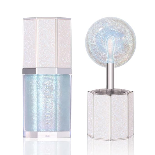 DEAR DAHLIA Paradise Sparkle Lip Glaze (Frost) - High-Shine Vegan Lip Gloss for Lightweight with Glitter & Shimmer Finish, Cooling Lip Plumper, Non-Sricky Oil & Hydrating Finish. 0.19 fl oz.