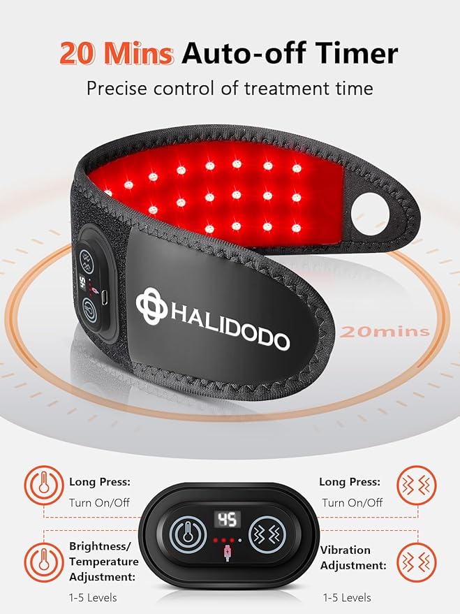 Red Light Therapy for Hand Wrist with Heat & Massage, 3000mAh Controller Infrared Light with 108 Beads Wrist Brace & Hands Wrap Pad for Knee Ankle Foot Joint
