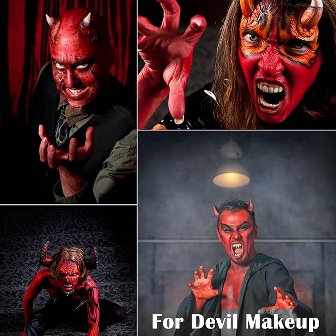 MEICOLY Red Face Body Paint Stick for Halloween SFX Cosplay Corpse Devil Clown Makeup,Red Face Paint for Adults and Kids,Waterproof Eye Black Stick for Baseball Softball Football Lacrosse