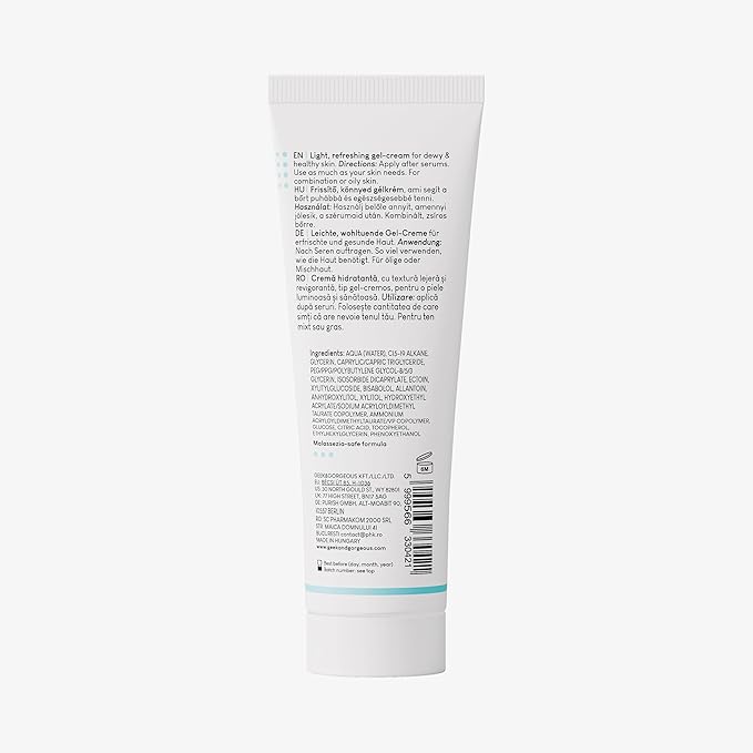 Geek & Gorgeous – Hydration Station – Lightweight Refreshing Gel Cream with Glycerin & Ectoin – For Healthy, Plump-Looking Skin – Suitable for All Skin Types – 1.69 oz