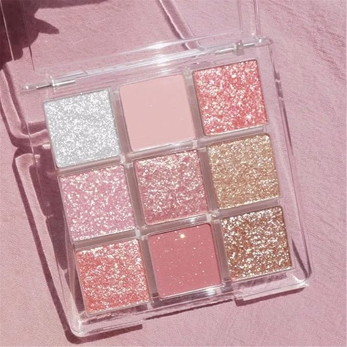 Kayswang 9 colors glitter eyeshadow palette makeup palette matte high pigment color cream texture natural eye shadow powder eye shadow palette in autumn and winter long lasting & waterproof (blue)