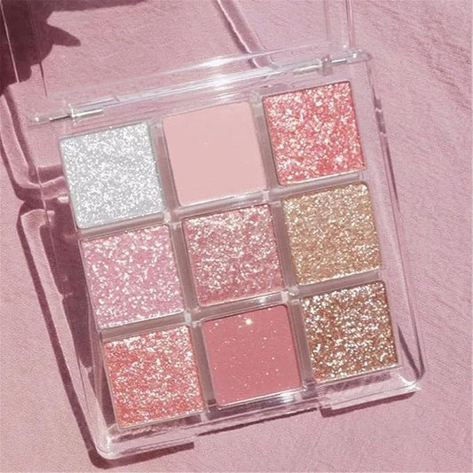 Kayswang 9 colors glitter eyeshadow palette makeup palette matte high pigment color cream texture natural eye shadow powder eye shadow palette in autumn and winter long lasting & waterproof (blue)