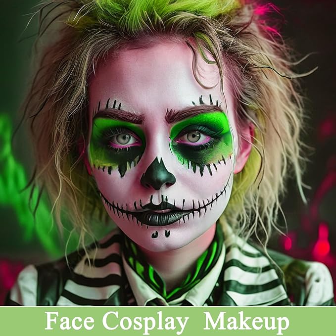 MEICOLY Lime Green Face Body Paint Stick,Christmas Stocking Stuffers,Elphaba Green Face Paint,Body Paint for Halloween SFX Cosplay Witch Makeup,Hunting Camo Paint,St Patricks Day Accessories