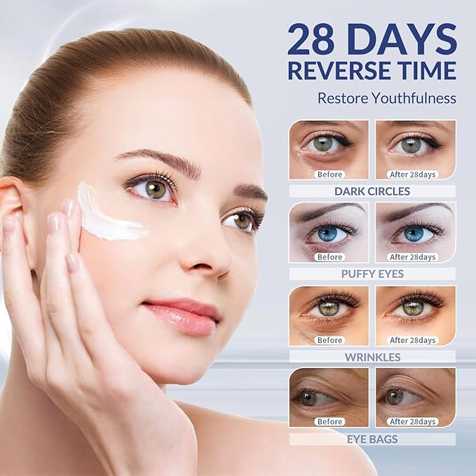 Multi-Peptide & Retinol Eye Cream,Electric Massage Eye Cream With Caffeine,Niacinamide,Vitamin C & for Dark Circles, Puffiness Puffy Bags & Wrinkles ，Anti-Aging Eye Cream for Fine Lines, 0.7 fl.oz