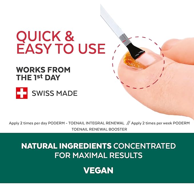 PODERM - Restores Appearance of Discolored or Damaged nails, 100% Natural Ingredients and Vegan - Swiss Made