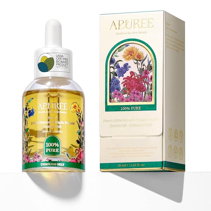 Apuree 1oz Bio-Based Cuticle Oil: 100% Pure| Deep Moisture for Damaged Cuticles| Black Rose Extract| USDA Verified & Cold Pressed Oil Hexane Free| Daily Nail Care| All Skin Types| Vegan