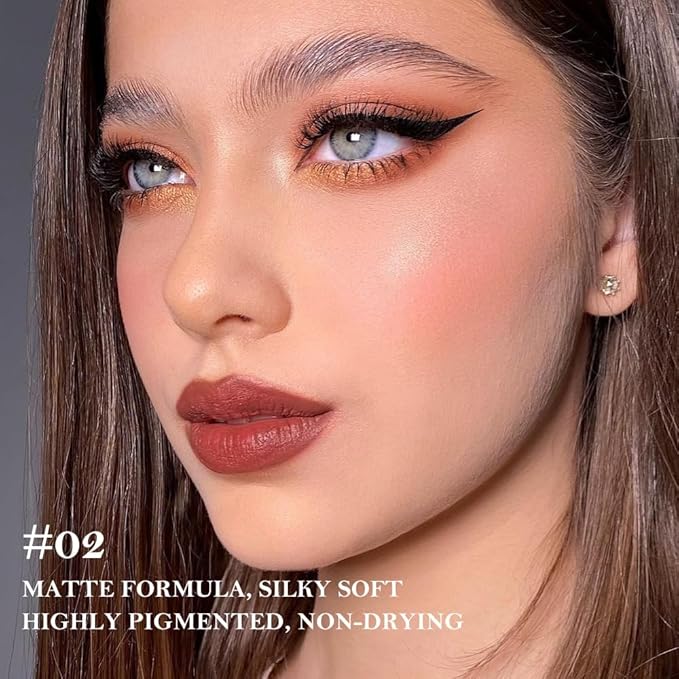 2Pcs Gradient Matte Lipstick Crayon Lip Liner pencil, Flawless Contour Gradual Ombre Effect lip Pencil, for Women Long Lasting Waterproof Smudge Proof Lipstick Pencil 02#+03#