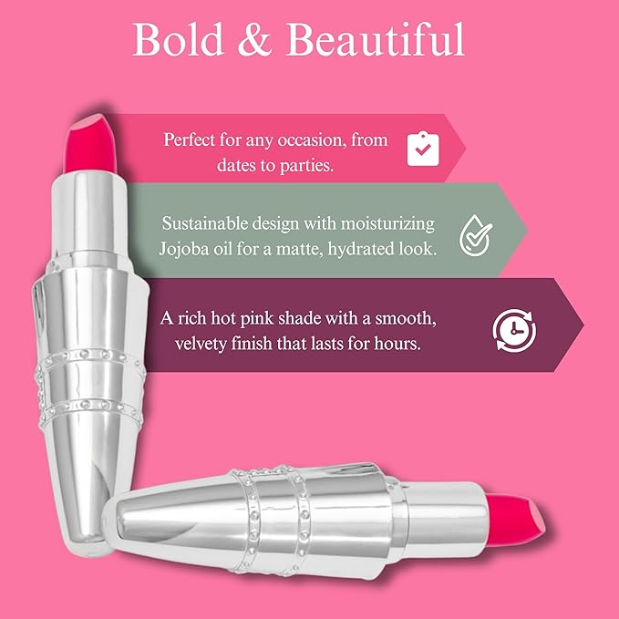 Hickey Walk of Shame Hot Pink Lipstick - Refillable, Moisturizing, Long-Lasting, Vegan, Gluten-Free Matte With Highly Pigmented Finish for Women