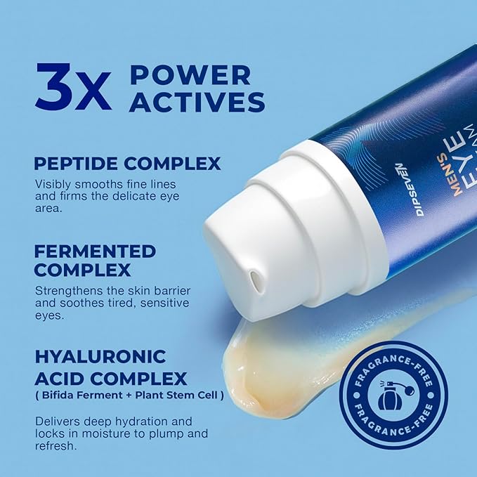 Mens Eye-Bags Treatment Cream: Under Eye Repair for wrinkles Baggy Puffiness and Dark Circles - Anti-aging Hydrating with Peptides + Hyaluronic Acid + Niacinamide + Botanical complex+VC