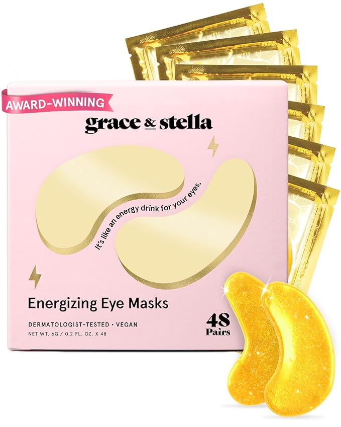 grace & stella Award Winning Under Eye Mask - Early Christmas Gift Ideas, Gifts for Women- Undereye Patches for Dark Circles, Puffiness, Wrinkles (Gold Eye Mask 48 Pairs)