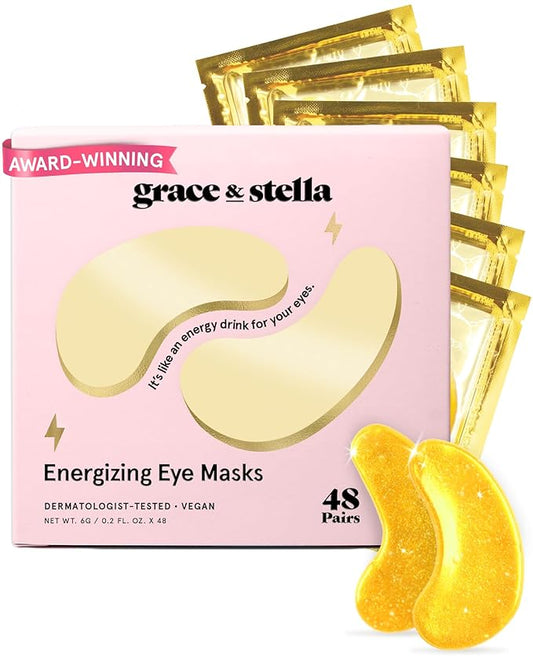 grace & stella Award Winning Under Eye Mask - Early Christmas Gift Ideas, Gifts for Women- Undereye Patches for Dark Circles, Puffiness, Wrinkles (Gold Eye Mask 48 Pairs)